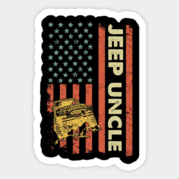 Jeep Uncle American Flag Jeep Father's Day Jeep Gift Jeep Papa America Jeep 4th of July Sticker by Liza Canida